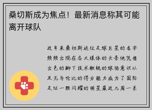 桑切斯成为焦点！最新消息称其可能离开球队